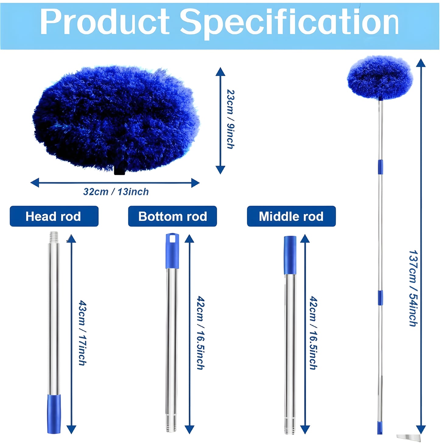 Fan Cleaner Brush with Long Rod Flexible (Dust Cleaner Foldable)