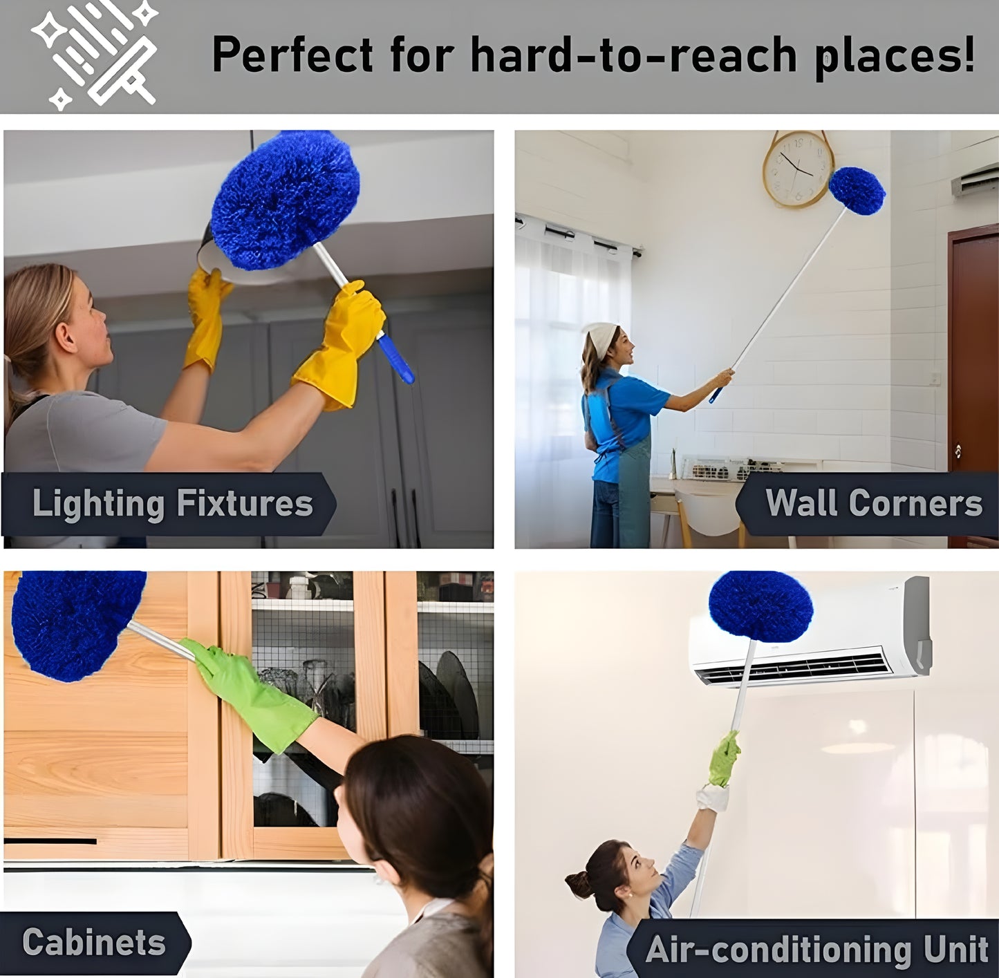 Fan Cleaner Brush with Long Rod Flexible (Dust Cleaner Foldable)